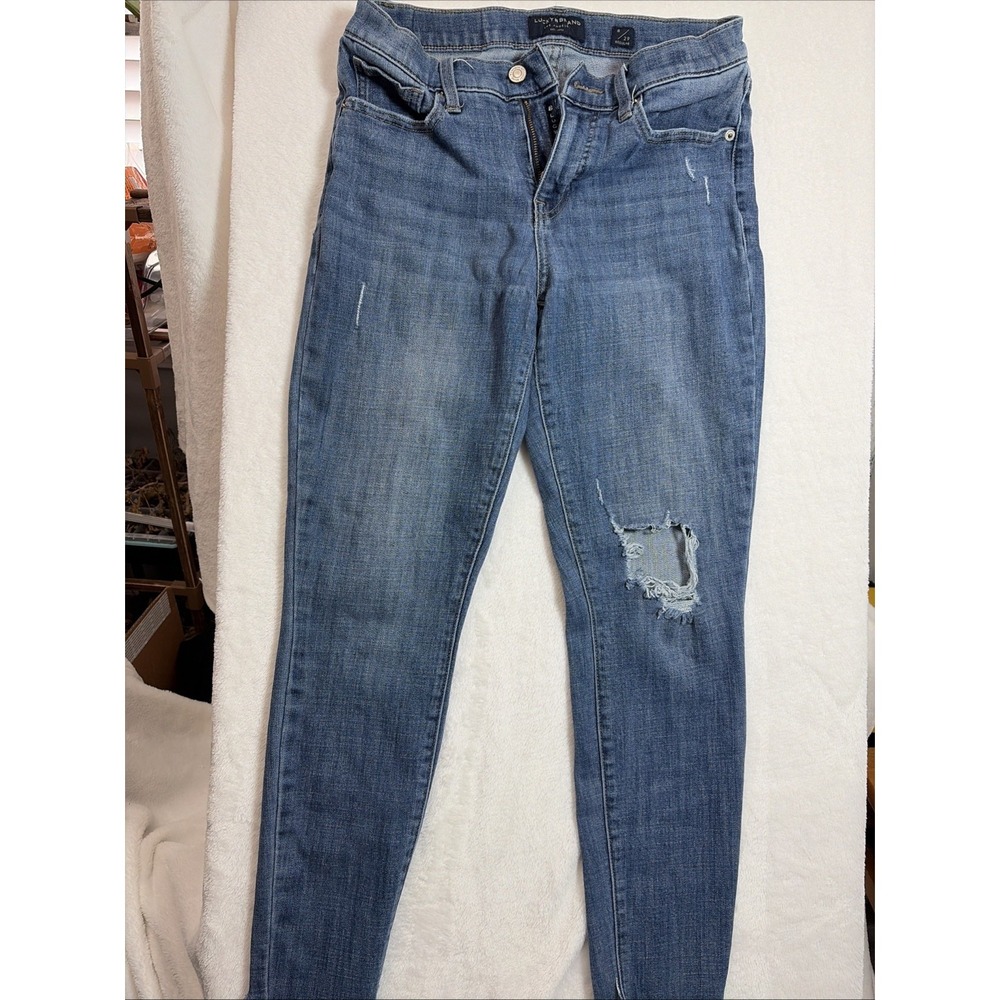 Lucky Brand Women's Jeans Size 8/29 Blue distressed‎ Mid Rise Skinny Ava Raw hem